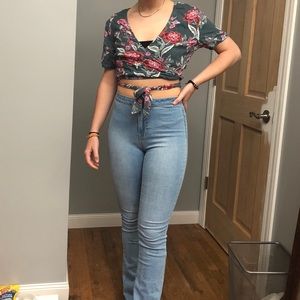 Floral wrap top